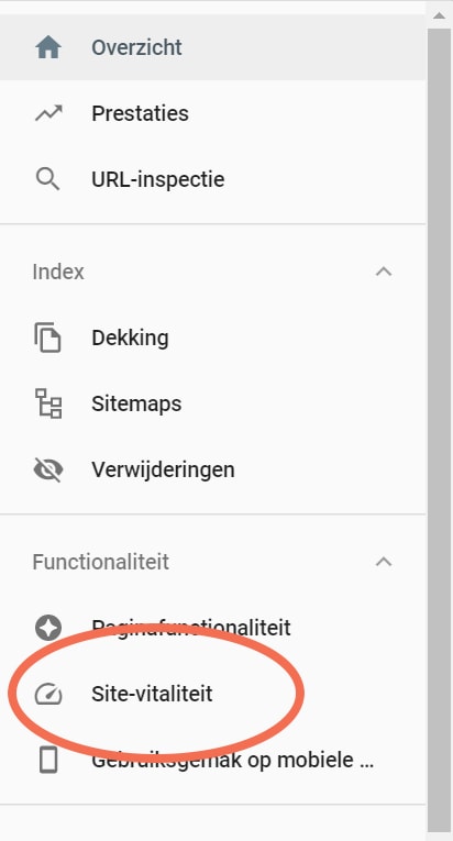 Site vitaliteit in Search console