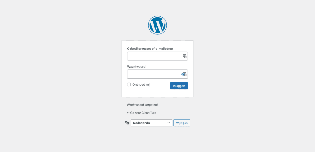 WordPress inlogscherm